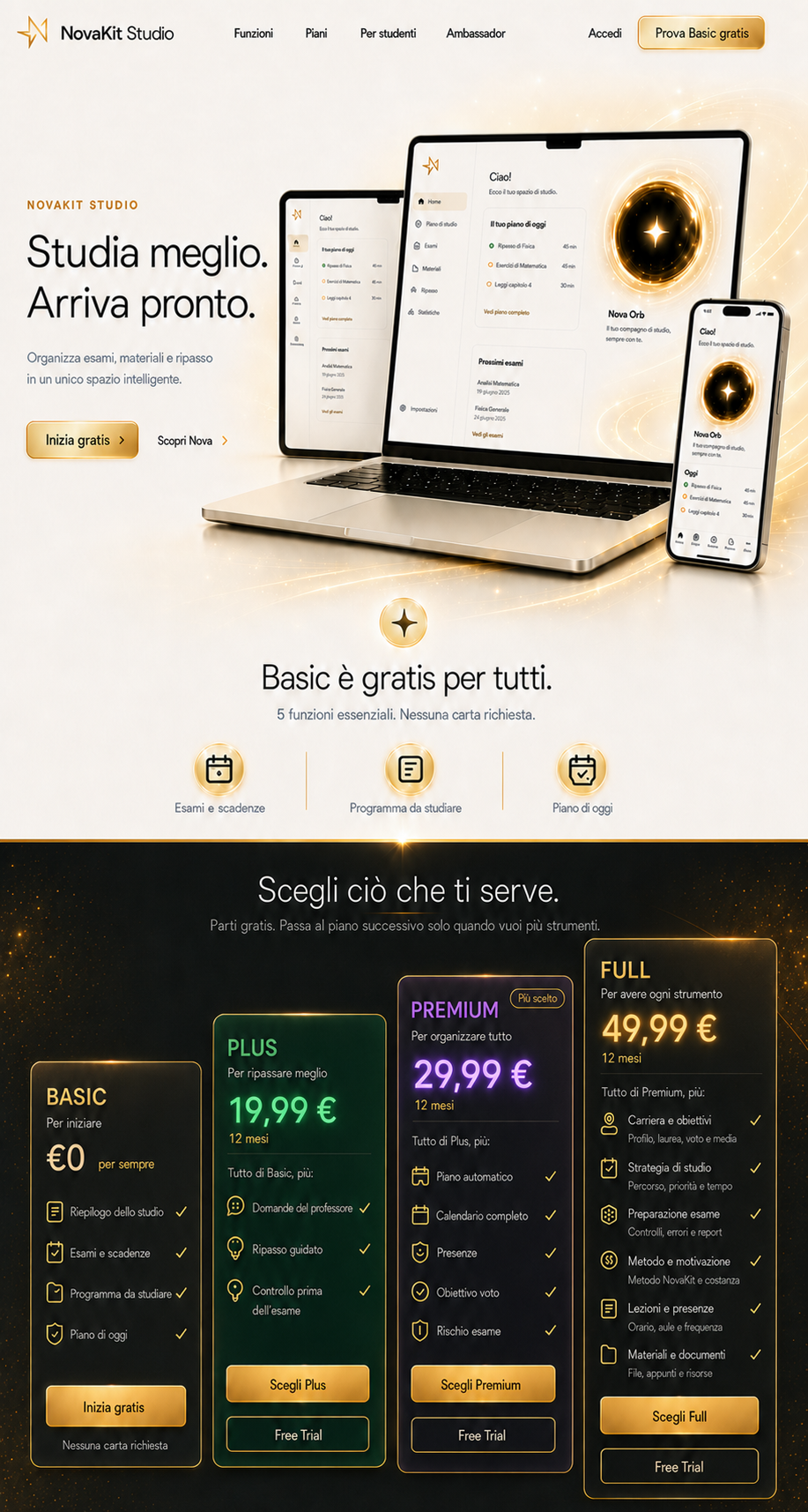 NovaKit Studio: Basic gratuita e piani Plus, Premium e Full